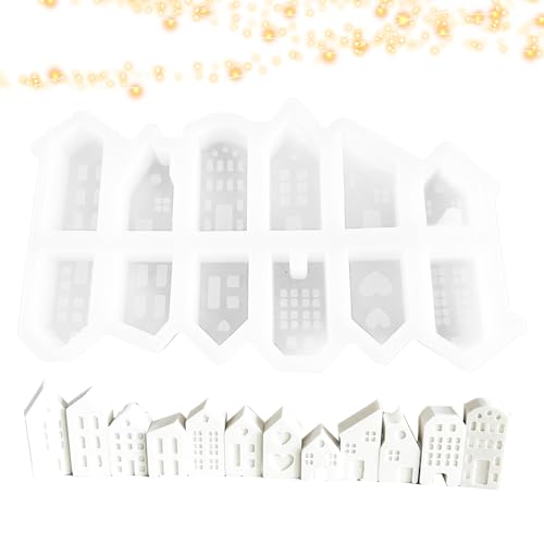 Hausform zur Dekoration von Kerzenhaltern, Hausstatuenform, 12 Häuser, Süßigkeiten, Zucker, Cupcake, Topper, Backform, aus Silikon, handgefertigt, Epoxidharz, Tonformen für die Dekoration Hausform zur Dekoration von Kerzenhaltern, Hausstatuenform, 12 Häuser, Süßigkeiten, Zucker, Cupcake, Topper, Backform, aus Silikon, handgefertigt, Epoxidharz, Tonformen für die Dekoration von Générique