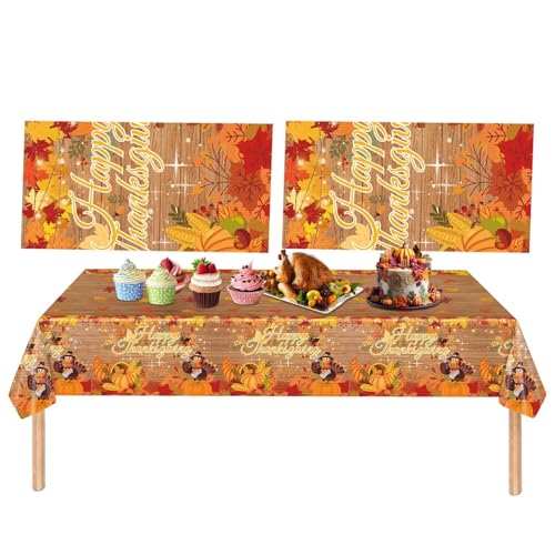 Herbst-Tischdecke, Herbst-Tischdecke, Erntedecke, Herbstdekoration, rechteckige Tischdecke in Form von Ahornblättern und Truthahn, 3 x Küchentischdecken Herbst-Tischdecke, Herbst-Tischdecke, Erntedecke, Herbstdekoration, rechteckige Tischdecke in Form von Ahornblättern und Truthahn, 3 x Küchentischdecken von Générique