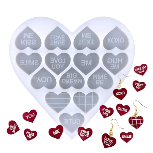 Herz-Ohrformen aus Harz – Valentinstag-Harzformen, Silikon-Herzohrform | 3,62 x 3,62 x 0,2 Zoll Schmuckform, Herz, Epoxidharz-Gießform für Femm von Générique
