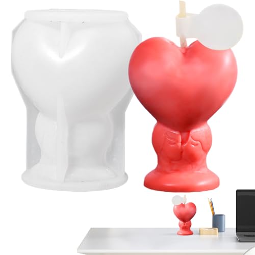 Herzsilikonform, Herzform aus Silikon, Valentinstag Kiss Kiss Paar, Gießharz Handwerk, Epoxidharz Schimmel für Handseife von Générique