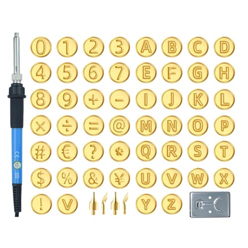 Holzbuchstaben, Holz-Brennset mit Buchstabenstempel | Alphabet Holzgravur-Set 56-teilig | Ergonomische Handwerkzeuge Symbol und Nummer, Heißstempelwerkzeug für den Combu von Générique