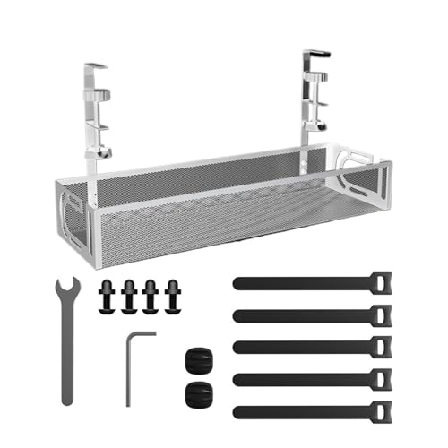 Kabelmanagementplatte unter dem Schreibtisch – Kabelmanagementplatte unter dem Schreibtisch ohne Bohren | keine Beschädigung des Schreibtischs | Kabelführung aus Metallgeflecht mit Zange von Générique
