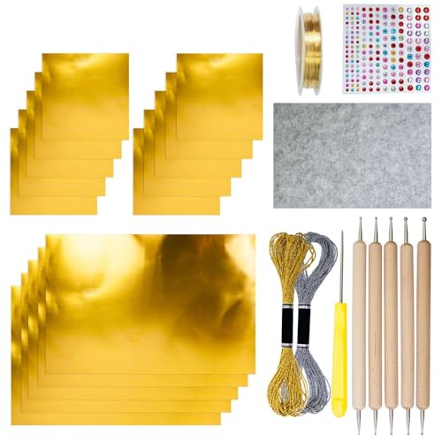 -Kartonpapier, dicke Rolle aus Metallfolie aus Aluminium mit funkelndem Finish – Zubehör für Kreationen in Gold glänzend mit Glitzereffekt für Kunstprojekte und Erwachsene -Kartonpapier, dicke Rolle aus Metallfolie aus Aluminium mit funkelndem Finish – Zubehör für Kreationen in Gold glänzend mit Glitzereffekt für Kunstprojekte und Erwachsene von Générique