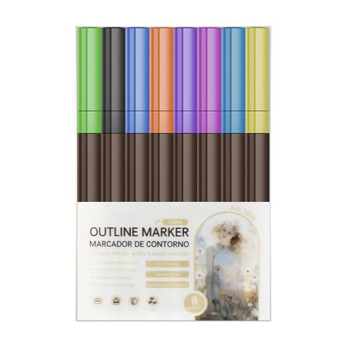 Konturmarker, Doppelzeilenmarker, Doppellinien-Konturen-Stifte, Glitzer-Gelstift-Set, Glitzer-Gel-Konturstift, Glitzer-Marker für Kritzeleien Konturmarker, Doppelzeilenmarker, Doppellinien-Konturen-Stifte, Glitzer-Gelstift-Set, Glitzer-Gel-Konturstift, Glitzer-Marker für Kritzeleien von Générique