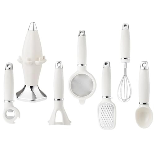 Küchenutensilien | Küchenzubehör-Set mit Ständer | Schäler Flaschenöffner Reibe Abtropfgestell für die Zubereitung von Mahlzeiten zum Backen, Haus, Urlaub, Camping, Familie von Générique