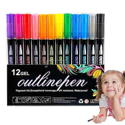 Künstlerische Textmarker, Graffiti-Stifte – Schillernde Doodle-Marker mit zwei Linien, Malstifte, Schreibwaren-Textmarker für Bastelarbeiten, Scrapbooking, Karten von Générique