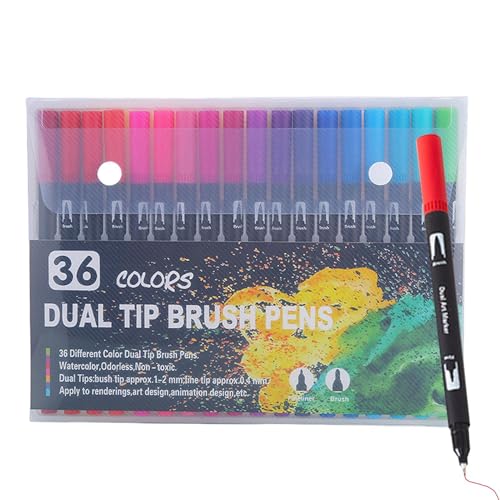 Künstlermalmarker-Set, Pinselstifte mit doppelter Spitze, Kunstmarker | Marker mit doppelter Spitze zum Schreiben von Markern, Doppelstift-Set Künstlermalmarker-Set, Pinselstifte mit doppelter Spitze, Kunstmarker | Marker mit doppelter Spitze zum Schreiben von Markern, Doppelstift-Set von Générique