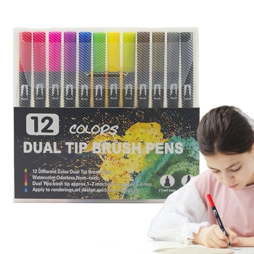 Künstlermalmarker-Set, Pinselstifte mit doppelter Spitze, Kunstmarker | Set mit Doppelspitze, für Erwachsene, Marker-Stifte mit doppelter Spitze von Générique