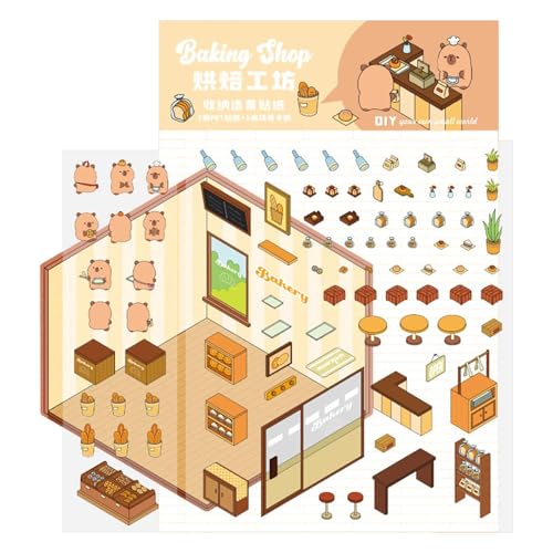 Landschaftsgestaltungsaufkleber, Miniatur-Szenenaufkleber | Cartoon-Szene Miniatur-Aufkleber | Niedliche Stickerszenen, Szenenaufkleber-Set für von Générique