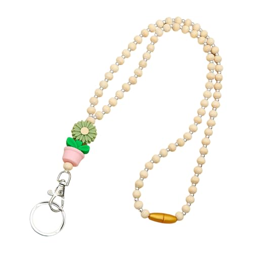 Lanyard für Blumenlehrer, Perlenlehrer-Lanyard, Lehrer Lanyard für Schlüssel – Modische Holzperlen und Blumen Boho für Frauen, Studentenausweis von Générique
