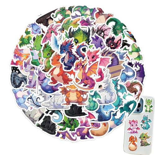 Laptop Aufkleber Drache Tier Drache Aufkleber Karton Laptop Aufkleber | 50 x Wasserflaschen Aufkleber, Autoaufkleber Drache für die Flasche Laptop Aufkleber Drache Tier Drache Aufkleber Karton Laptop Aufkleber | 50 x Wasserflaschen Aufkleber, Autoaufkleber Drache für die Flasche von Générique