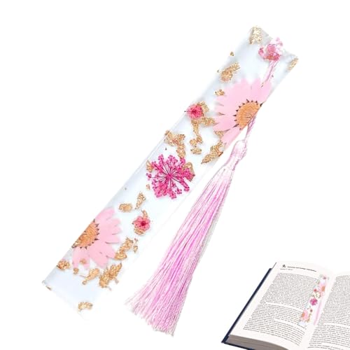 Lesezeichen für Damen, Lesezeichen aus Epoxidharz, Gänseblümchen, transparent, mit Quaste | Schönes Schreibwaren-Geschenk für Studenten, Lehrer, Buchliebhaber zum Geburtstag und von Générique