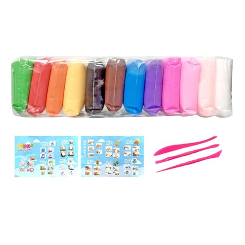 Lufttrockener Ton Modelliermasse, 12 Farben Modelliermasse mit 3 Tonwerkzeugen, ultraleichter magischer Ton, Bastelsets für Mädchen, tolle Geschenke für 3-12 von Générique