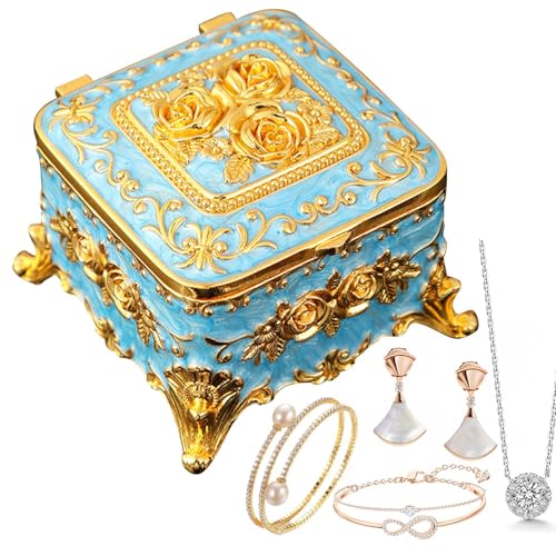 Luxuriöse Schmuckschatulle für Frauen, Vintage Samt Ringbox, Vintage Metall Schmuckschatulle, Schmuckaufbewahrungsständer aus Zinklegierung, exquisites Licht, Luxus, kleine Artikel Luxuriöse Schmuckschatulle für Frauen, Vintage Samt Ringbox, Vintage Metall Schmuckschatulle, Schmuckaufbewahrungsständer aus Zinklegierung, exquisites Licht, Luxus, kleine Artikel von Générique