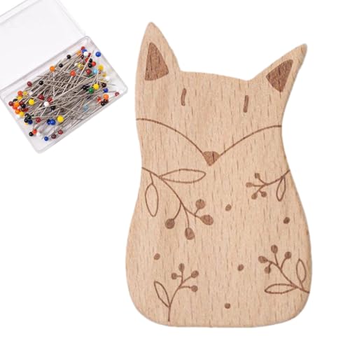 Magnetischer Nadelhalter | niedliches Nadelkissen in Tierform, aus Holz, Büroklammern, mit hundert Nadeln, Metallhalterung für Haarspangen, Nadelkissen von Générique