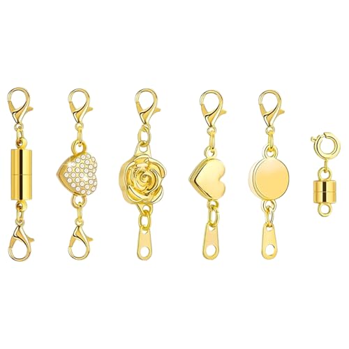 Magnetverschlüsse für Halsketten | 6 Stück Verschlüsse für die Herstellung von Armbändern | Karabinerverschluss für Armbänder und Halsketten, Alltag, Partys, Hochzeiten, Mädchen, Geburtstag Magnetverschlüsse für Halsketten | 6 Stück Verschlüsse für die Herstellung von Armbändern | Karabinerverschluss für Armbänder und Halsketten, Alltag, Partys, Hochzeiten, Mädchen, Geburtstag von Générique