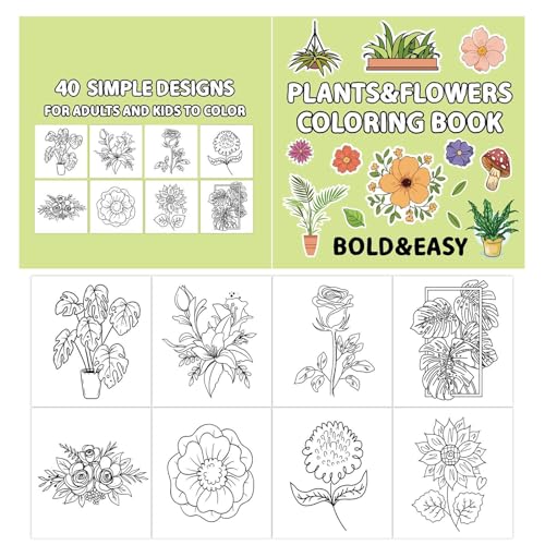 Malbuch, Blumenmalbuch – Zeichenbücher für Anti-Stress-Buch, kreative Zeichenbücher für beruhigendes Malbuch, tragbar, für Erwachsene und von Générique