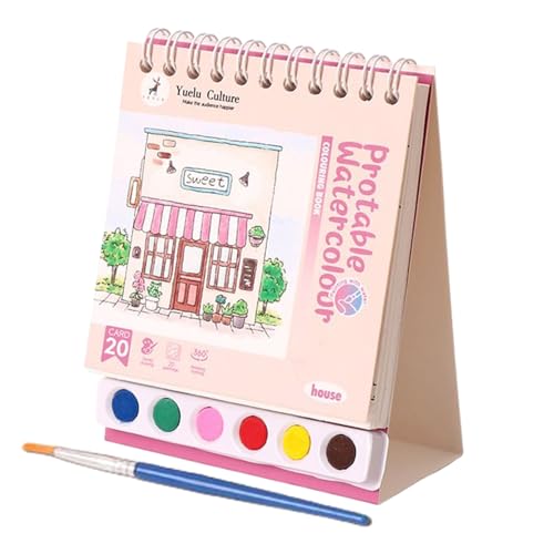 Malbuch mit Aquarell – Zeichenbuch mit Pinsel, Lernaktivitäten, Kindergarten, tragbares Zeichenbuch für Reisen, Zuhause und Kreativität von Générique