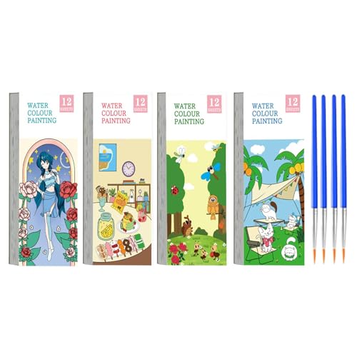 Malstempel für Malerei, 4 x Malbücher, Taschenformat, Aquarell-Malset, Kunst und Handwerk, Aquarell-Malbuch, Aktivität von Générique
