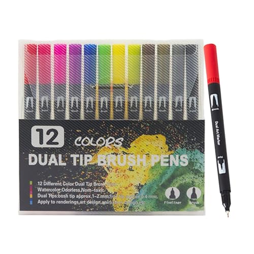Marker-Set mit feiner Doppelspitze und Pinsel, Set mit Künstler-Markern, Marker mit doppelter Spitze zum Schreiben von – Set mit doppeltem Pi-Marker Marker-Set mit feiner Doppelspitze und Pinsel, Set mit Künstler-Markern, Marker mit doppelter Spitze zum Schreiben von – Set mit doppeltem Pi-Marker von Générique