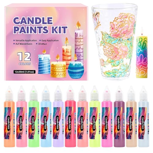 Marker für Leinwand | Set mit 12 Wachsmalstiften für Kerzenmalerei | Zeichenwerkzeuge zum Schreiben und Dekorieren für Anfänger, Handwerk Erwachsene auf Einkaufstaschen, Baumwollstoff, Glas, Partys von Générique