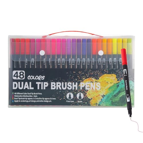 Marker zum Ausmalen, Doppelpinsel-Marker – Doppelspitzen-Marker zum Schreiben von | Doppelpinsel-Marker-Stifte für Tagebuch, Zeichnen, Griffo Marker zum Ausmalen, Doppelpinsel-Marker – Doppelspitzen-Marker zum Schreiben von | Doppelpinsel-Marker-Stifte für Tagebuch, Zeichnen, Griffo von Générique