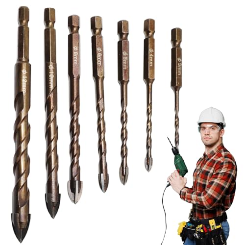 Masonry Drill Bit Set, Precision Drill Bits for Brick, 7 Professional Tips, Hammer Action, Durable Construction, Aluminum, Granit, Drywall, Ceramic, Porzellan Masonry Drill Bit Set, Precision Drill Bits for Brick, 7 Professional Tips, Hammer Action, Durable Construction, Aluminum, Granit, Drywall, Ceramic, Porzellan von Générique