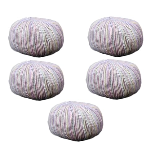 Mehrfarbiges Garn, Regenbogengarn zum Häkeln, Baumwolle, Farbverlauf, mehrfarbig, mitteldick | 5 x Kuchen aus weichem Garn zum Häkeln, handgefärbtes Garn für Pullover, Schal, Schals, Strickzubehör und von Générique