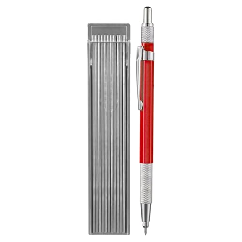 Metall-Schweißstifte – mechanischer Zimmermannsbleistift mit 12 runden Ersatzminen aus Silber 2,0 mm, integrierter Spitzer und Marker | PipeFitter-Werkzeugvorrichtung, erleichtert Metall-Schweißstifte – mechanischer Zimmermannsbleistift mit 12 runden Ersatzminen aus Silber 2,0 mm, integrierter Spitzer und Marker | PipeFitter-Werkzeugvorrichtung, erleichtert von Générique