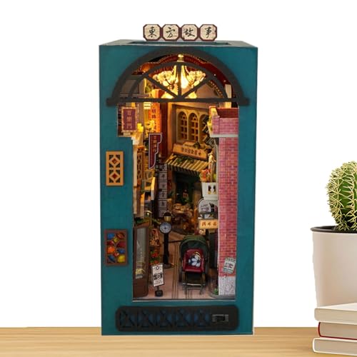 Miniatur-Buchecken-Set – Kreatives Regalprojekt | handgefertigte Regal-Landschaft, fantastisches Regaleinführungsmodell, Miniatur-Haus-Set mit LED-Licht, Deko von Générique