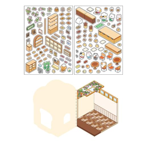 Miniatur-Szenenaufkleber, Stickerszenen für Erwachsene – Miniatur-Raumaufkleber | Planer Dekor, Kunsthandwerk zum Entspannen, Erstellen Sie Ihre eigenen M-Aufkleber von Générique