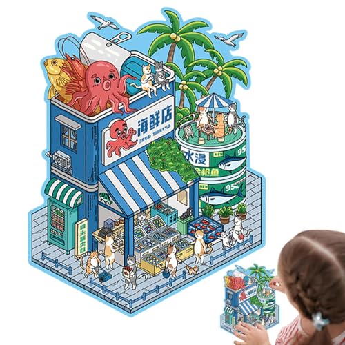 Miniatur-Szenenaufkleber – Niedliche Szenenaufkleber, Scene House Crafting Cartoon Aufkleber | dreidimensionaler visueller Effekt, Scrapbooking, Kunst, Dekoration für den Kühlschrank, Telefonhülle Miniatur-Szenenaufkleber – Niedliche Szenenaufkleber, Scene House Crafting Cartoon Aufkleber | dreidimensionaler visueller Effekt, Scrapbooking, Kunst, Dekoration für den Kühlschrank, Telefonhülle von Générique
