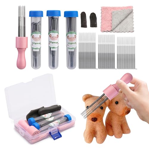 Nadelfilz-Set, Wollfilzset - Wollfilzwerkzeug Set für Anfänger | Puppen-Herstellungs-Werkzeug-Set mit Fingerschutz, Scherenetui für Pr von Générique