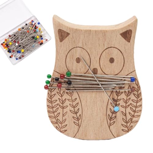 Nadelkissen mit magnetischem Design | niedliches Nadelkissen in Tierform aus Holz | mit hundert Nadeln, Metallhalterung für Haarklammern, Nadelkissen in Tierform aus Bo von Générique