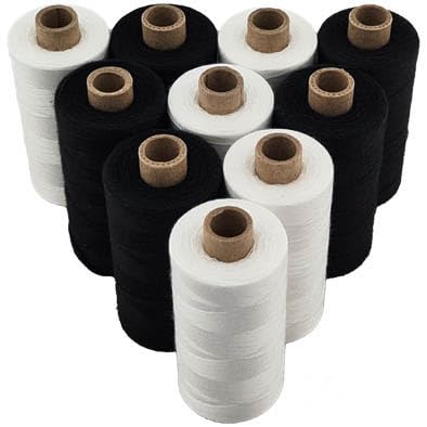 Nähgarn, 10 Spulen Polyester-Nähgarn, Nr. 120, 5 Spulen Schwarz und 5 Spulen Weiß in 1000 m, insgesamt 10.000 m (2 Farben schwarz und weiß) von Générique
