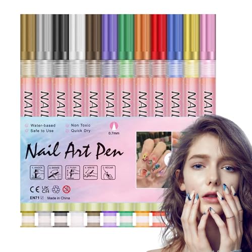 Nageldesign-Stifte, Nagelstifte | 12 Stifte für Acrylfarben – Zeichenwerkzeuge für Punktpunkte, schnelle Trocknung für Tipps für von Générique