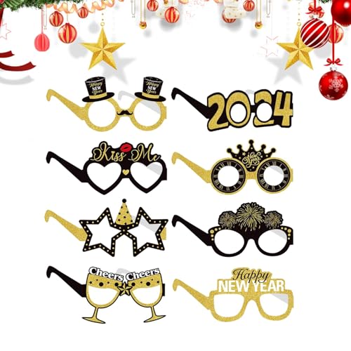 Neujahrsbrille, 8 x Sonnenbrillen aus Papier, Neujahrsbrille, Brillenrahmen, Brille für Events, Fotozubehör, Dekoration für das neue Jahr Neujahrsbrille, 8 x Sonnenbrillen aus Papier, Neujahrsbrille, Brillenrahmen, Brille für Events, Fotozubehör, Dekoration für das neue Jahr von Générique