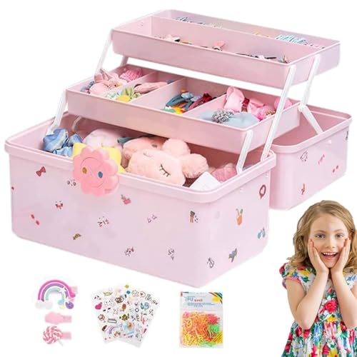 Niedliche Schmuckschatulle für Mädchen, Haarzubehör Aufbewahrungsbox | 3-lagiges Haargummi-Aufbewahrungsetui | Wasserdichter Organizer für Haarklammern Niedliche Schmuckschatulle für Mädchen, Haarzubehör Aufbewahrungsbox | 3-lagiges Haargummi-Aufbewahrungsetui | Wasserdichter Organizer für Haarklammern von Générique