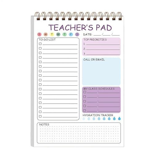 Notizblock für Lehrer, Notizblöcke für Lehrer | 50 Lehrer Blätter zum Selbermachen, Notizblock, 5,8 x 8,3 Zoll (14 x 20,3 cm) niedlicher Memo-Schreib-Organizer, Twin Coil Binding Daily Planner von Générique