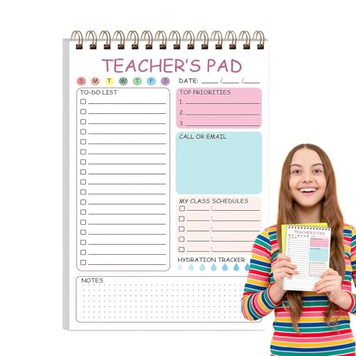 Notizblock für Lehrer – Liste der Lehraufgaben mit 50 Blättern | 14 x 20,3 cm (5,8 x 8,3 Zoll) | Twin Coil Binding Daily Schedule Planner für Classroom Elementary von Générique