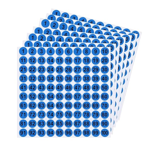 Numbered Sticker Labels, runde Aufkleber, 26 x 26 x 1 cm/10,24 x 10,24 x 0,39 Zoll, selbstklebend, 1 Zoll (2,5 cm) wasserdichtes Design, 1-100 Count Set für Toolbox Locker Storage Indoor von Générique