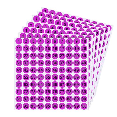 Numbered Stickers, 1 bis 100 Zahlen, selbstklebende Zahlenetiketten, runde Aufkleber für Lagerung, Locker Toolbox, Indoor Outdoor Sticker Organization Labelling, 14 Blatt Numbered Stickers, 1 bis 100 Zahlen, selbstklebende Zahlenetiketten, runde Aufkleber für Lagerung, Locker Toolbox, Indoor Outdoor Sticker Organization Labelling, 14 Blatt von Générique