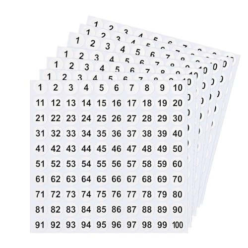 Numbered Stickers, 1 bis 100 Zahlen, selbstklebende Zahlenetiketten, runde Aufkleber für Lagerung, Locker Toolbox, Indoor Outdoor Sticker Organization Labelling, 14 Blatt Numbered Stickers, 1 bis 100 Zahlen, selbstklebende Zahlenetiketten, runde Aufkleber für Lagerung, Locker Toolbox, Indoor Outdoor Sticker Organization Labelling, 14 Blatt von Générique