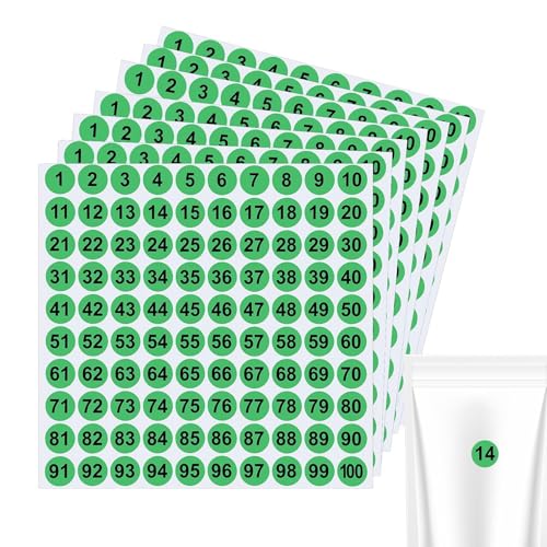 Nummerierte Aufkleber | 7 selbstklebende Etiketten für Inventar, rund, selbstklebend, 2,5 cm, Nummern 1 bis 100, für Innen und Außen, Schließfächer, Werkzeugkästen von Générique