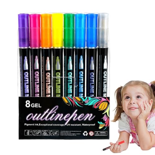 Outline Pens For Art | Doppel-Lines Graffiti-Marker für Zeichnungen | Earflap Winter | Knitted Dinosaur Winter Hat | Dinosaur Ear Protection Hat, Knit Hats Cozy For School, Camping For Boys von Générique