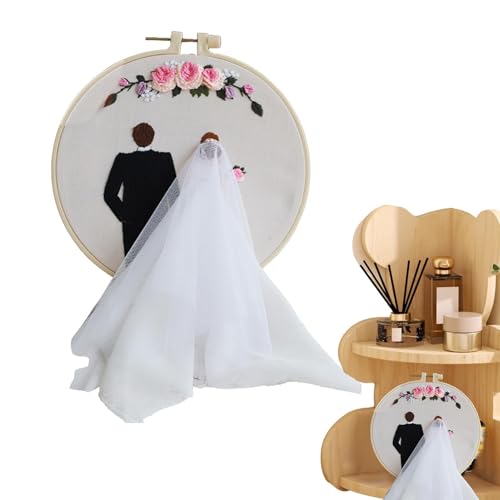 Paar Stickerei-Set, Hochzeitsstickerei, Punschnadel-Set für Erwachsene, Hochzeitsdekoration, Anfänger, mit farbigen Reifen und Fäden für l Paar Stickerei-Set, Hochzeitsstickerei, Punschnadel-Set für Erwachsene, Hochzeitsdekoration, Anfänger, mit farbigen Reifen und Fäden für l von Générique