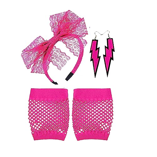 Pelzteppich, kleine Neonohren, mit Spitze, Netzstoff, ohne Finger, für die 80er-Jahre-Party, Schal, Herren, Winter, Gelb, Hot Pink, One size Pelzteppich, kleine Neonohren, mit Spitze, Netzstoff, ohne Finger, für die 80er-Jahre-Party, Schal, Herren, Winter, Gelb, Hot Pink, One size von Générique