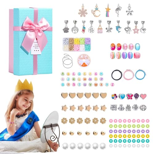 Perlen Armband Set, Armbänder Machen Set für Mädchen | Halskette Herstellung Kit - Perlenschmuck herstellen, im Dunkeln leuchtend Perlenschmuckset, Fädelspielzeug, Perlen für alles von Générique