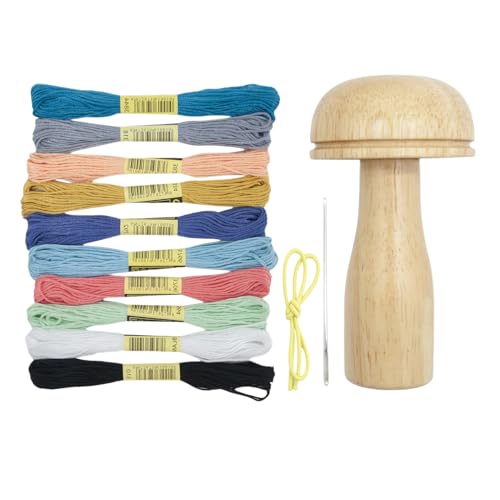Pilz aus Holz – Pilz-Dana, Fadennadel für Garn und Häkeln, wird mit elastischen Bändern geliefert, hilft bei der Reparatur von Hüten, Schals und mehr von Générique