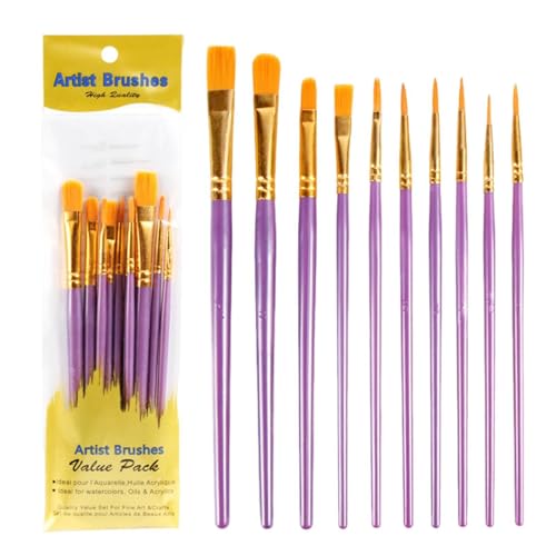Pinsel-Set – 10 Stück Detail-Pinsel-Set für Acrylmalerei | Miniatur-Details und Felsmalerei | Gesichts-Nagelkunst | für Acrylfarbe, Kunst, Öl, Gesicht, von Générique